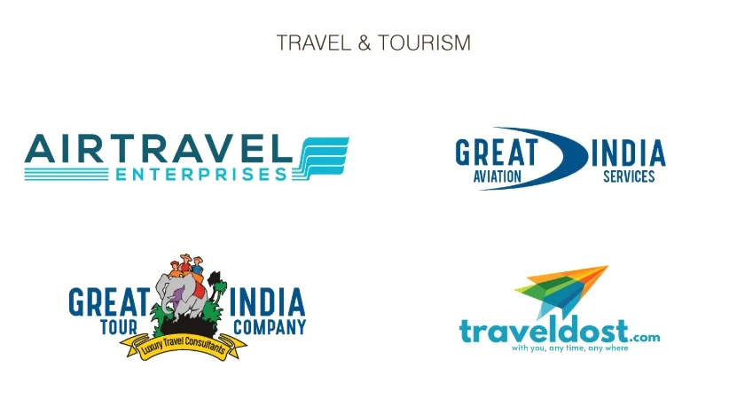 Travel & Tourism: Airtravel Enterprises, Great India Aviation Services, Great India Tour Company and TravelDost.com.